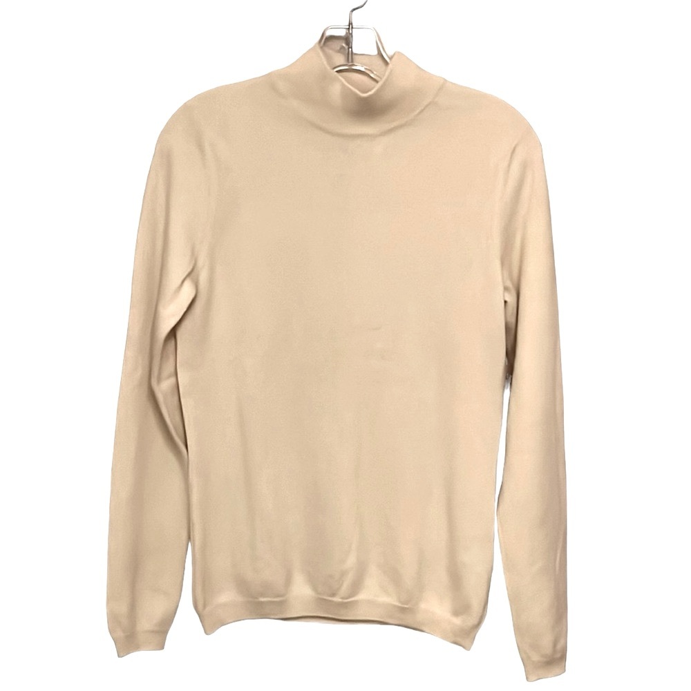 Prive Women’s 100% Cashmere Mock Turtleneck Sweater Pale Yellow Size Medium